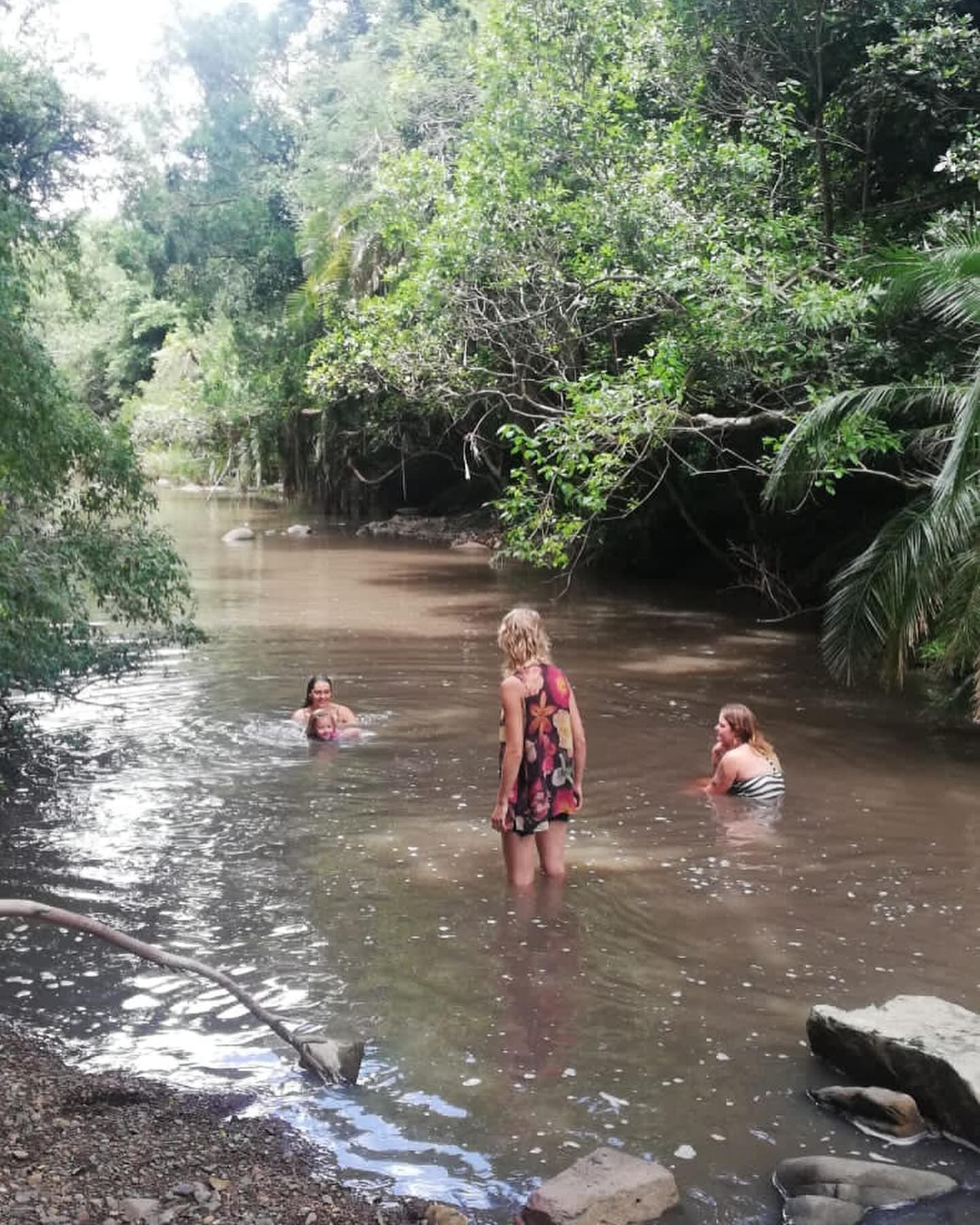 Swimming in natural water nearby